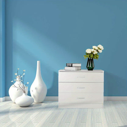 Storage Dresser with Drawers Organizer Closet Chest Modern White 3 Drawer Dresser for Bedroom, Living Room