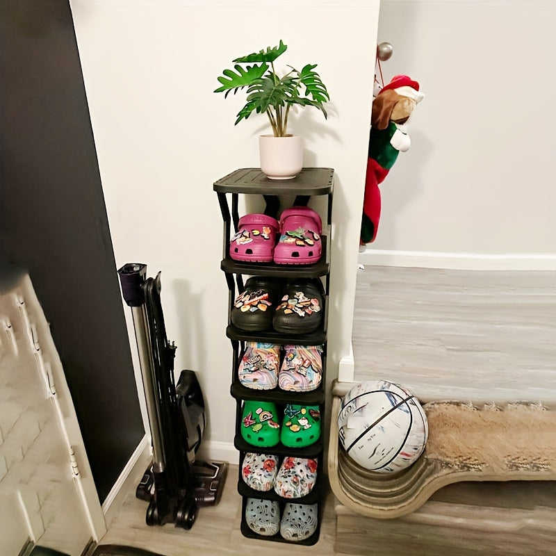 1pc Removable6/ 9 Tier Shoe Rack, Space Saving Folding Shoe Rack for Home And Dormitory, Hallway, Living Room - Separate Narrow Shoe Rack for Indoor Doorway Storage. Holds Keys, Small Photo Frames, Etc.