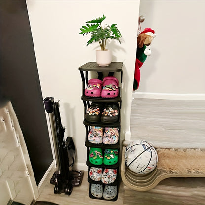 1pc Removable6/ 9 Tier Shoe Rack, Space Saving Folding Shoe Rack for Home And Dormitory, Hallway, Living Room - Separate Narrow Shoe Rack for Indoor Doorway Storage. Holds Keys, Small Photo Frames, Etc.