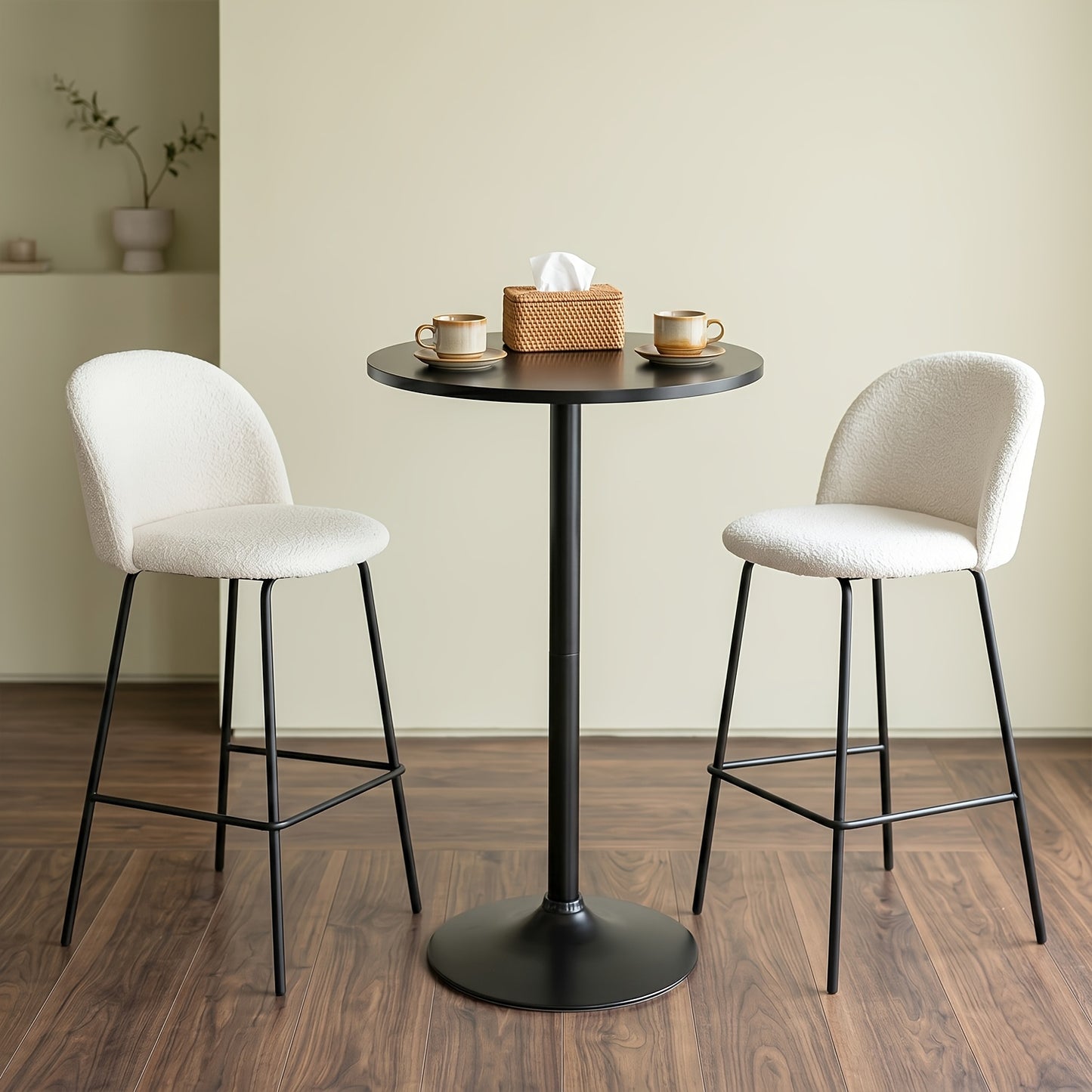 24" Top 2pcs/1pc Round High-Top Bar Table Indoor-outdoor Bistro Pub Table with Metal Structure Space-Saving Round Pub Table Modern Style Outdoor Furniture for Pub, Home, Kitchens, Dining Room, Party Roostertail Lounge- Easy Assembly