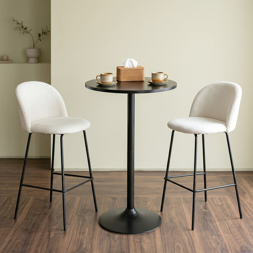 24" Top 2pcs/1pc Round High-Top Bar Table Indoor-outdoor Bistro Pub Table with Metal Structure Space-Saving Round Pub Table Modern Style Outdoor Furniture for Pub, Home, Kitchens, Dining Room, Party Roostertail Lounge- Easy Assembly