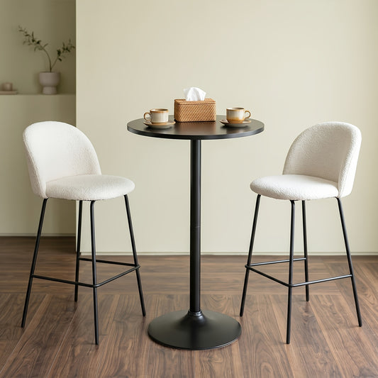 24" Top 2pcs/1pc Round High-Top Bar Table Indoor-outdoor Bistro Pub Table with Metal Structure Space-Saving Round Pub Table Modern Style Outdoor Furniture for Pub, Home, Kitchens, Dining Room, Party Roostertail Lounge- Easy Assembly