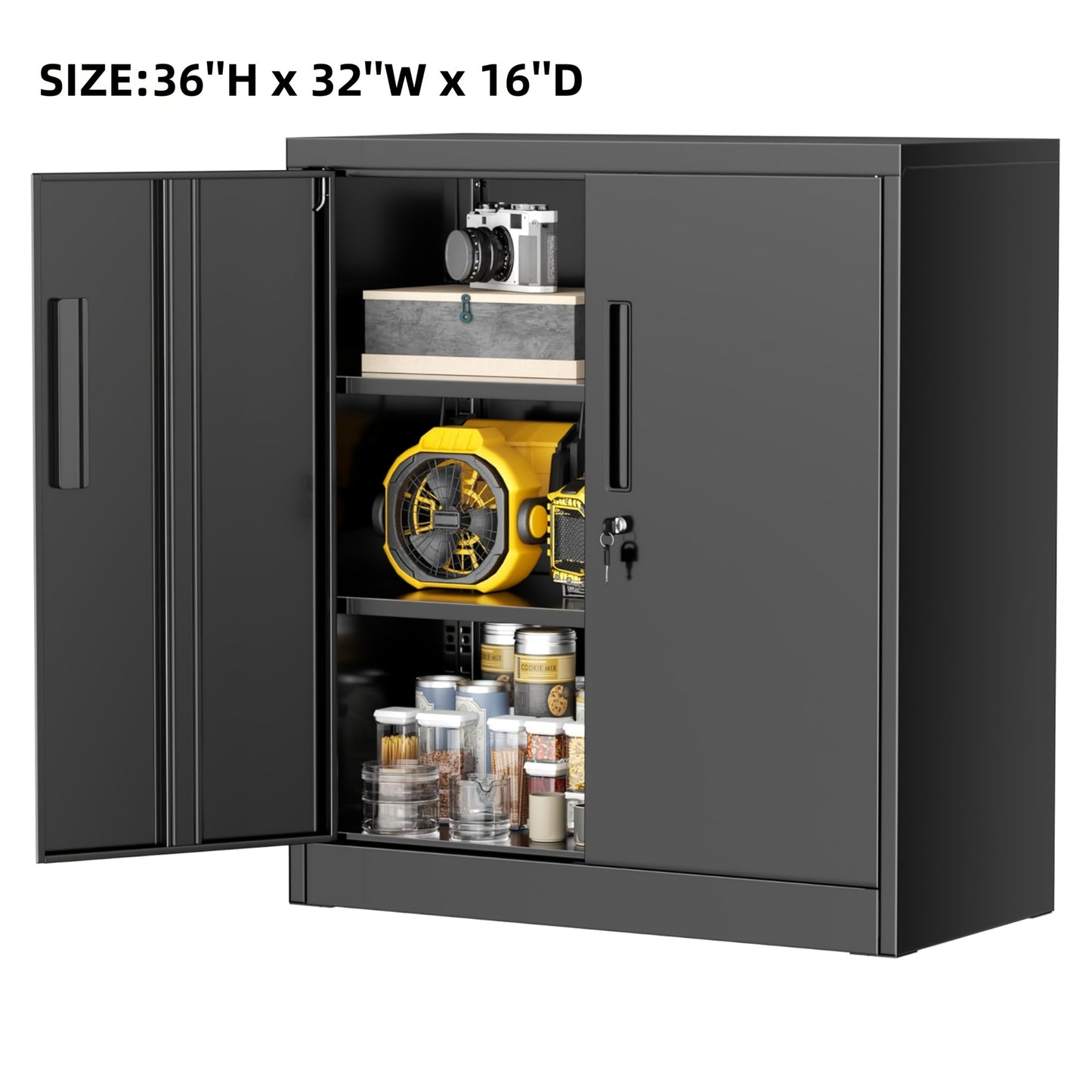 Metal Storage Cabinet, 71''/ 36''H for garage Storage Cabinet With Adjustable Shelves And Lockable Doors, Closet Storage And Organization For Garage, Gym, Home Office, School, Easy To Assemble