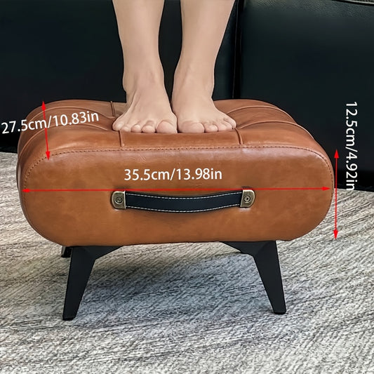 1pc Stylish & Versatile High Quality Oil Wax Leather Low Stools, Footstools, Leather Padded Footstools - for Sofa End, Shoe Changing Stools for Living Rooms, Corridors, Foyers, Entrance, Bedroom, Home Decor Furniture, Furniture for Home