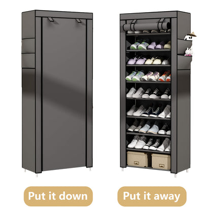 6/8/10/3 Tier Shoe Organizer with Nonwoven Fabric Cover Shoe Cabinet, Easy to Assemble, Portable Shoe Cabinet, Shoe Storage Shelf for 27-35 Pairs Of Shoes, Suitable for Various Scenes Such As Entryway, Suitable for Sneakers, High Heels, And Boots
