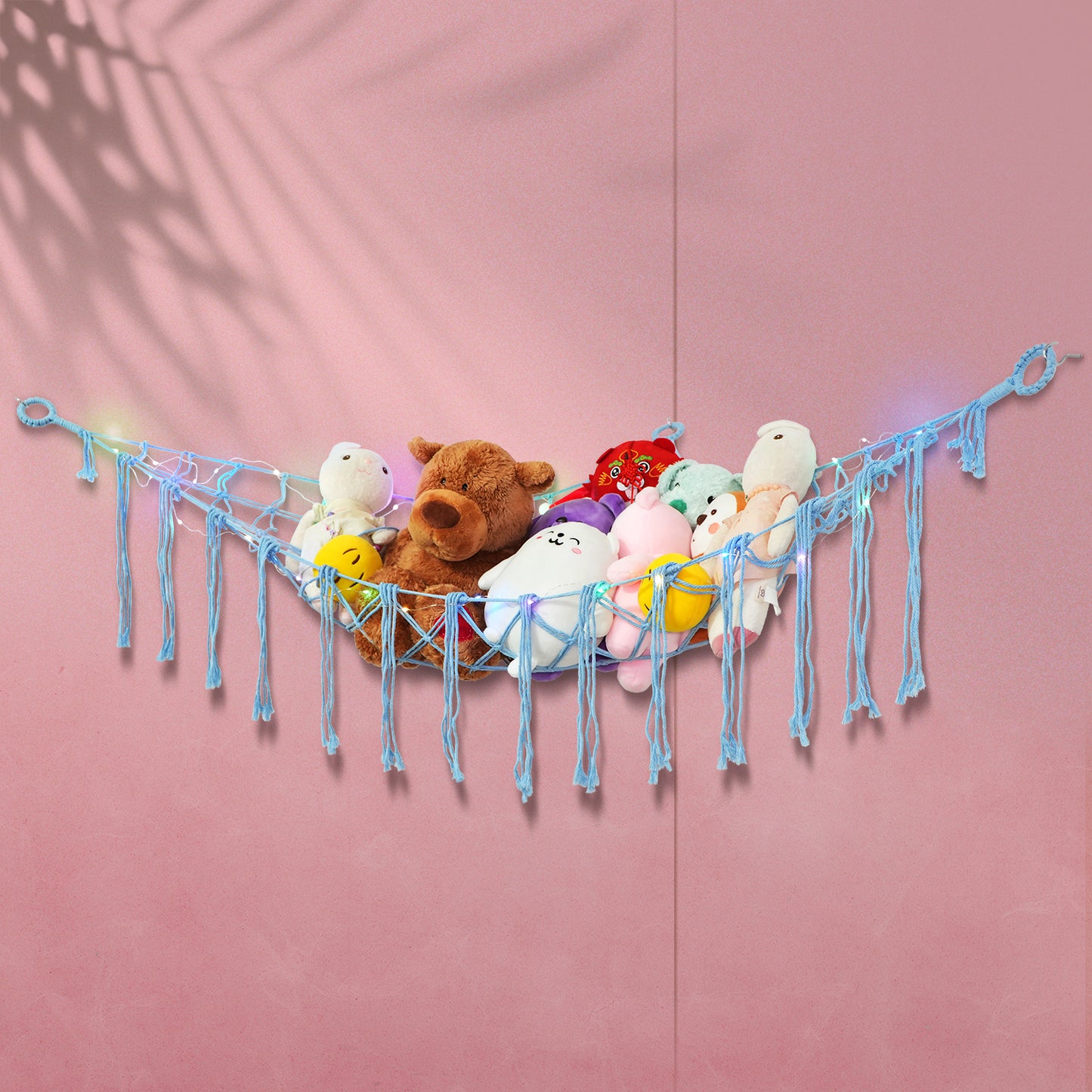 A Plush Toy Storage Hammock With Built-In Lighting, Ideal For Storing Unused Plush Toys And Indoor Items, As Well As Small Accessories For Halloween, Christmas, Easter, And Thanksgiving.
