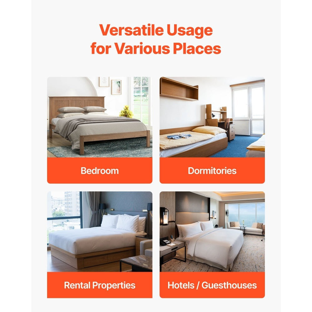 VEVOR Full Size Bunkie Board, 0.4 in Foldable Bed Board Slats with Connection, Wooden Mattress Support for Full/Twin Size Bed, Support Under Mattress Boards, Ready to Use, 8 Piece, Burlywood