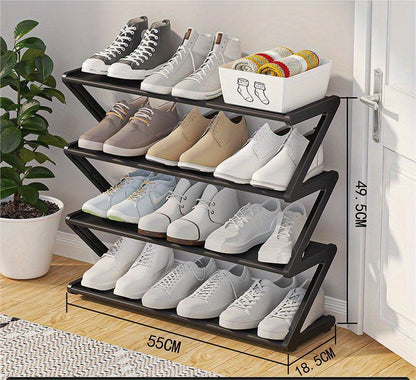 1pc Plastic Material Large-Capacity Z Design Non-Woven Shoe Rack, Easy to Install And Foldable, Strong Load-Bearing Capacity, Foyer Shoe Rack, Suitable for Shoe Storage And Finishing at The Door of The Family, Saving Space