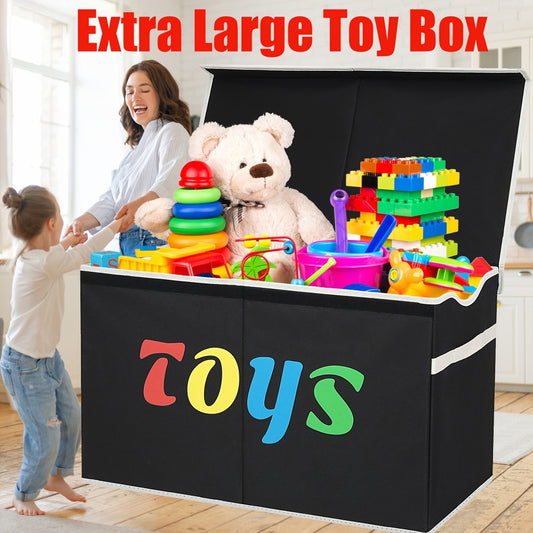 31.7gal Extra Large Box, Collapsible Sturdy Kids Chest For Boys, Girls, Kids, Storage Organizer Bins With Lids, Box Basket For Living Room, Bedroom, Nursery