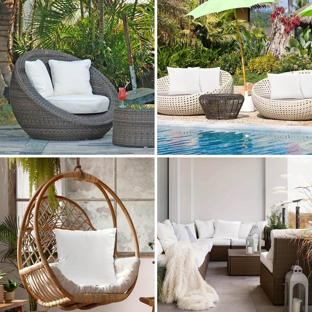 Throw Pillow Inserts 4 Pack 18x18 20x20 12x20 Inch Square Lumbar Decorative Couch Pillows Upgraded Waterproof Soft Touch for Sofa Bed Living Room Patio Garden White