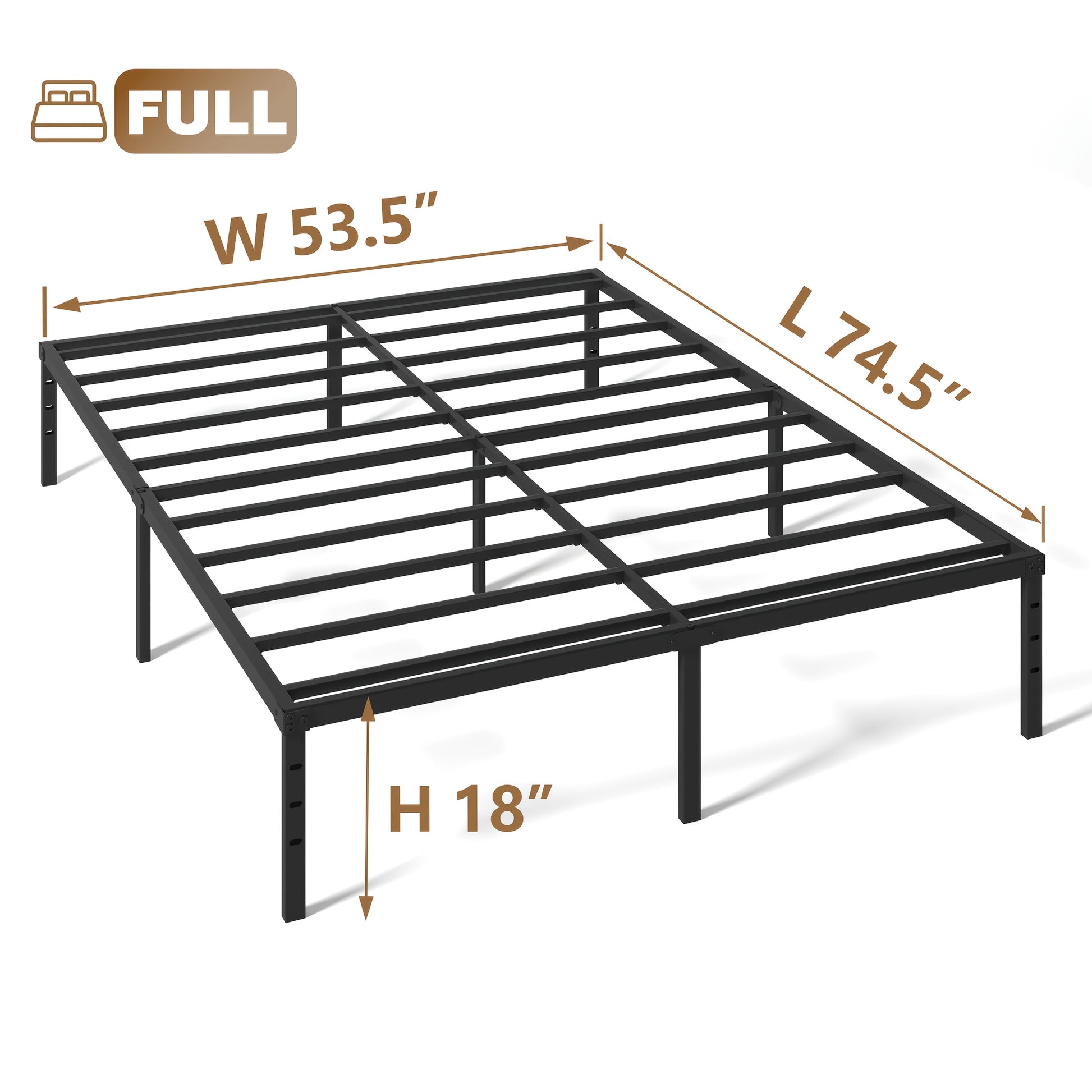 Bed Frame shown in the FULL, 18inch option