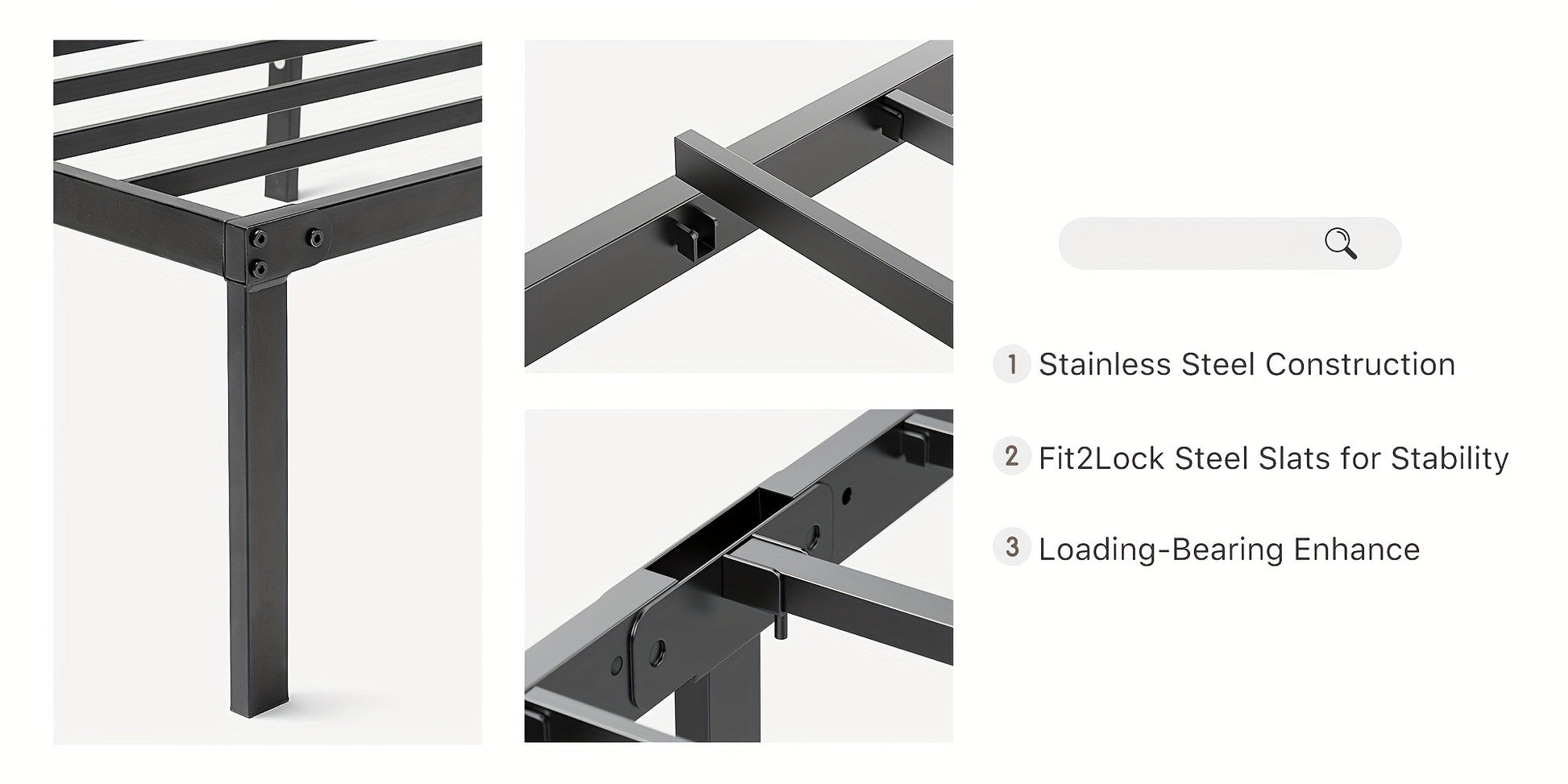 18-Inch Metal Bed Frame with No Box Spring Needed for Bedroom Comfort and Support detail image - detail view 22