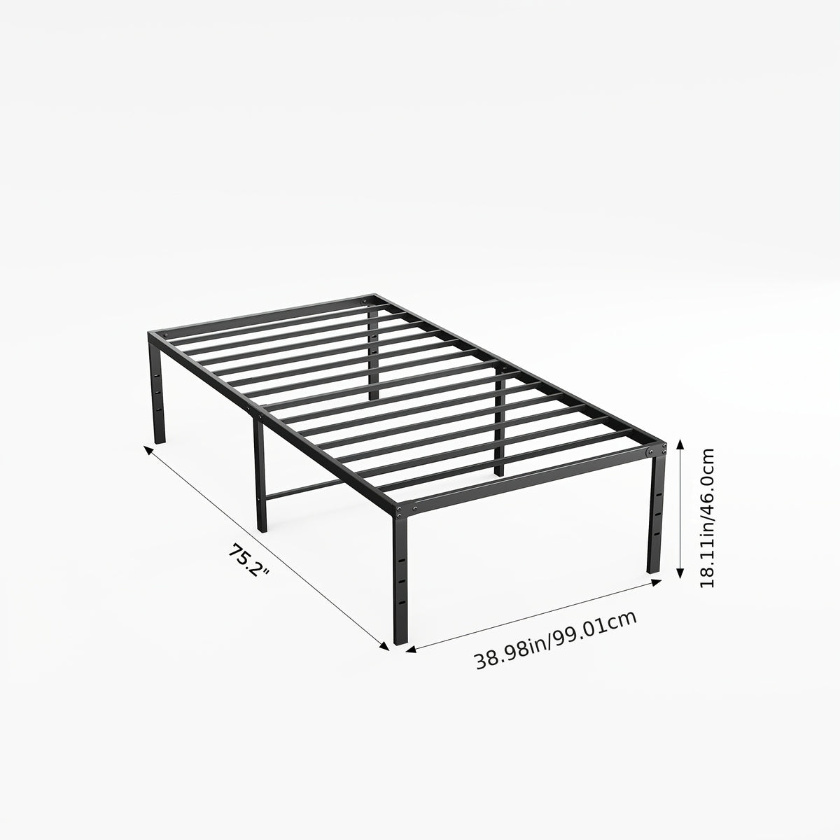 Bed Frame shown in the Twin (18IN) option