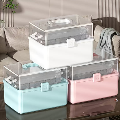 Large-Capacity Multi-Tier Medication & First Aid - Plastic Medicine Chest with Freestanding, Suitable for Home Organization, Emergency Box for Medicines,, Small Tools, Polypropylene