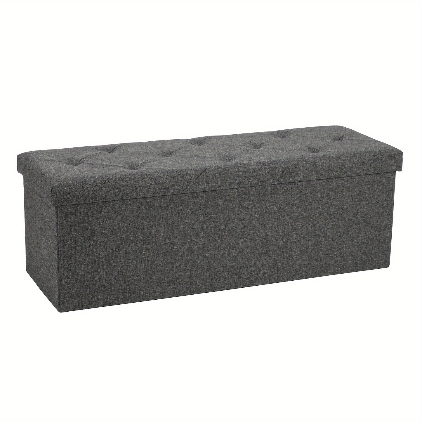 43-Inch Large Folding Storage Ottoman Bench with Padded Seat - Heavy-Duty Footrest & Hidden Compartment, Grey End of Bed Stool for Bedroom/Living Room, Entryway, Holds 660 Lb - Space-Saving Furniture Suitable for Bedroom, Living Room, Entryway