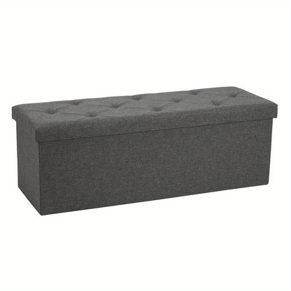 43-Inch Large Folding Storage Ottoman Bench with Padded Seat - Heavy-Duty Footrest & Hidden Compartment, Grey End of Bed Stool for Bedroom/Living Room, Entryway, Holds 660 Lb - Space-Saving Furniture Suitable for Bedroom, Living Room, Entryway