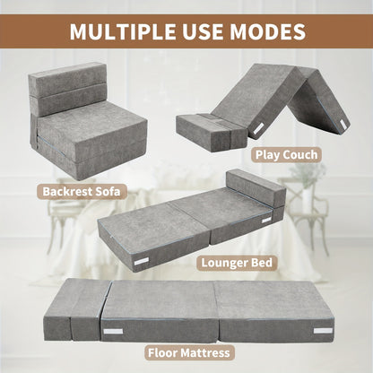 LILYPELLE Tri-Fold Sponge Mattress, Portable Folding Mattress, Convertible Chair Floor Sofa and Sleeping Mattress, Suitable for Floor, Camping, 63"×25.6"×6