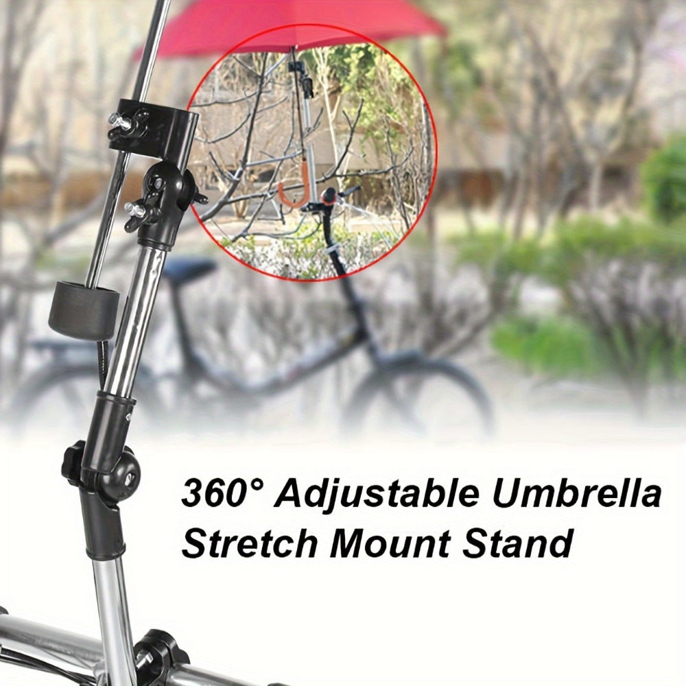 Adjustable Stainless Steel Umbrella Stand with 180° Swivel & Foldable Design – Universal Heavy Duty Metal Clamp for Wheelchair, Bicycle, Stroller & Chair, Sun & Rain Protection Outdoor Accessory
