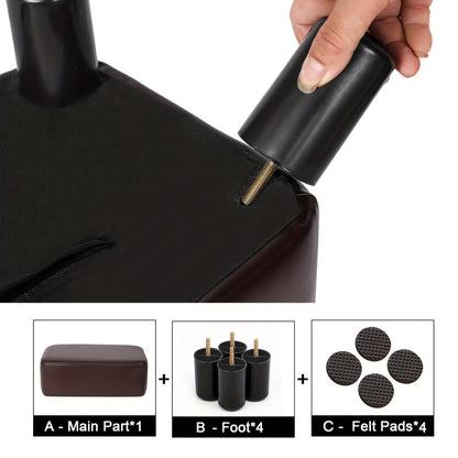 Small Footstool Ottoman PU Leather Footrest Modern Rectangular Footstools for Office Living Room Bedroom