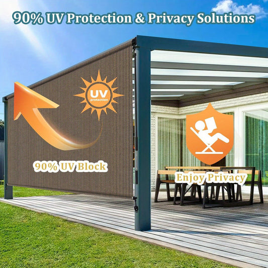 Outdoor Roller Shades with Splicing Design, Cordless Patio Roll Up Blinds, Exterior Shade Cloth Roll Shade for Patio