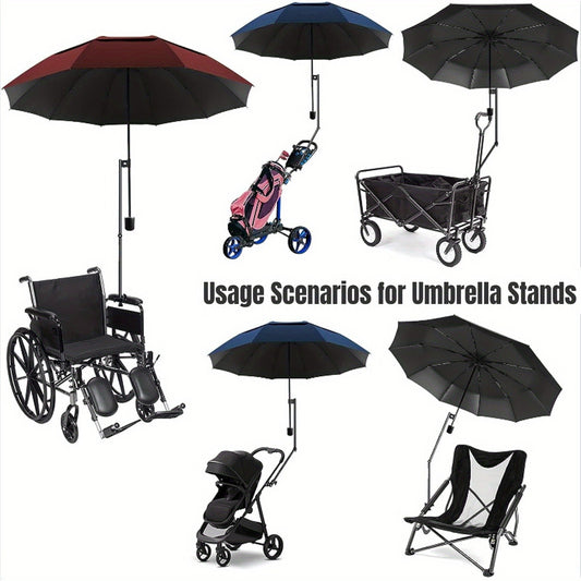 [Foldable Heavy Duty Metal] Upgraded Adjustable Stainless Steel Umbrella Stand | Foldable Swivel Design, Suitable for Wheelchairs, Bicycles Heavy Duty 100% Metal Frame | Sun And Rain Protection Safe Universal Installation Black Essential Outdoor Accessori