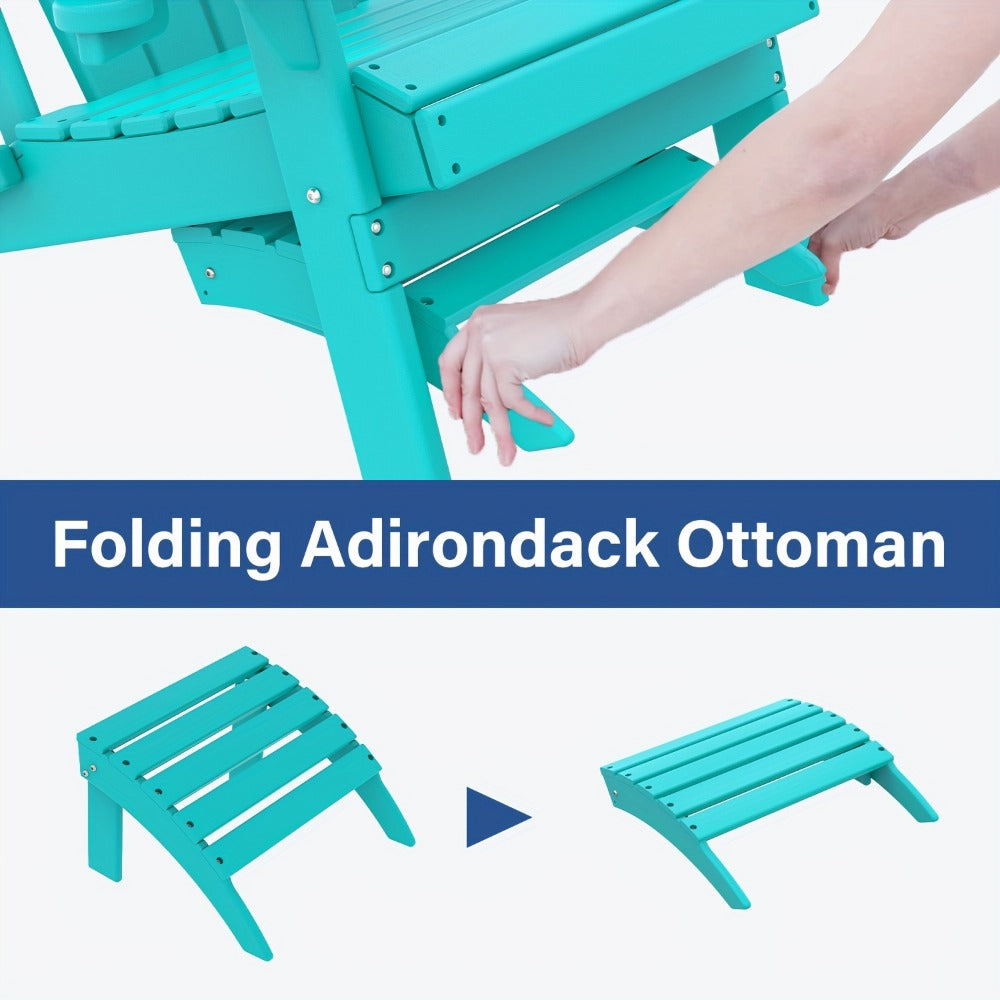 19.7-Inch HDPE Outdoor Ottoman with Footrest and Multiple Color Options for Patio detail image - detail view 13