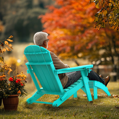 19.7-Inch HDPE Outdoor Ottoman with Footrest and Multiple Color Options for Patio detail image - detail view 27
