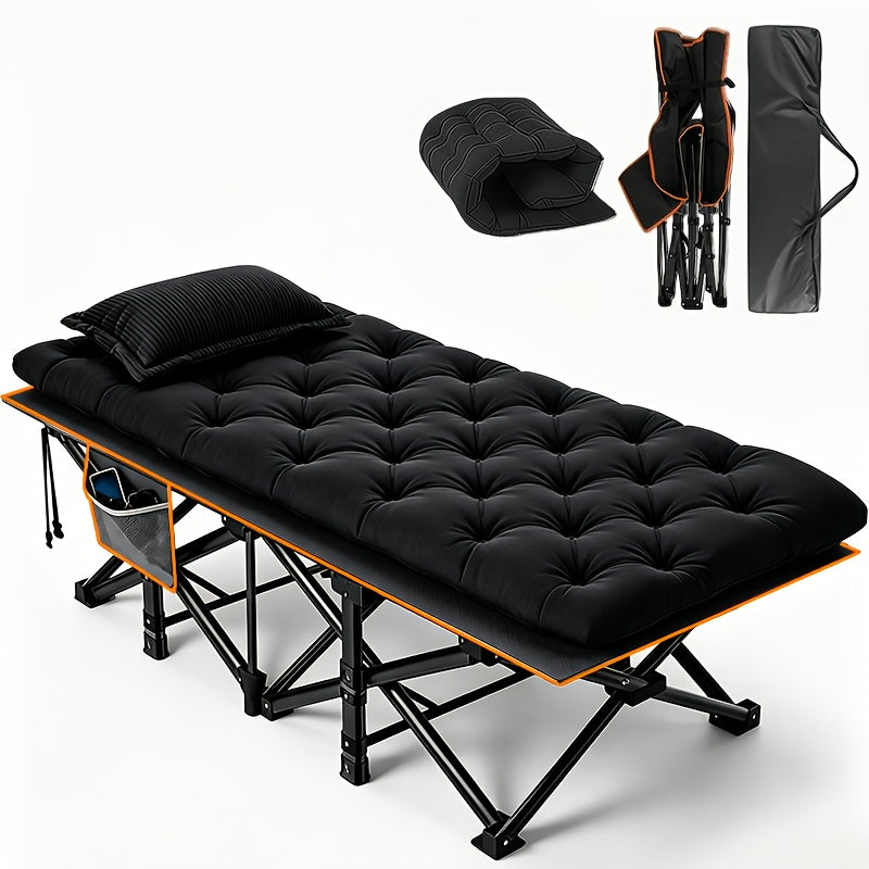 Bed Frame Sold Separately, 59/75 Inch Oversized Thick Folding Bed, Camping Bed, Portable Folding Guest Bed, with a Weight Capacity of 100/500/600/700 Pounds, Including Mattress, Suitable for Gardens, Balconies, Outdoors, And Camping