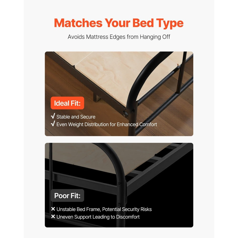 VEVOR Full Size Bunkie Board, 0.4 in Foldable Bed Board Slats with Connection, Wooden Mattress Support for Full/Twin Size Bed, Support Under Mattress Boards, Ready to Use, 8 Piece, Burlywood