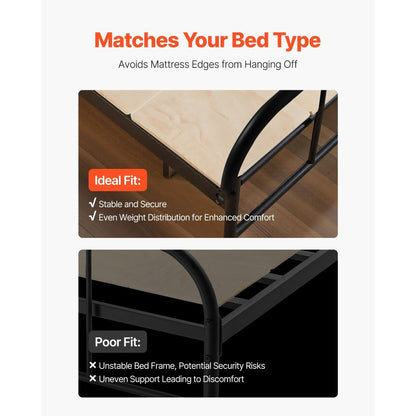 VEVOR Full Size Bunkie Board, 0.4 in Foldable Bed Board Slats with Connection, Wooden Mattress Support for Full/Twin Size Bed, Support Under Mattress Boards, Ready to Use, 8 Piece, Burlywood