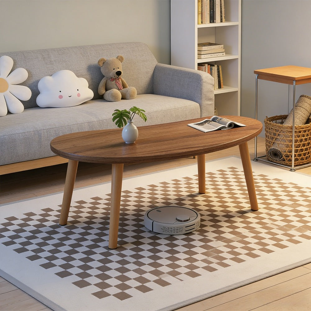 Minimalist Solid Wood Coffee Table Natural Wood Grain Tea Table for Living Room & Small Apartments – Modern Versatile Center Table Home Decor Gift, White