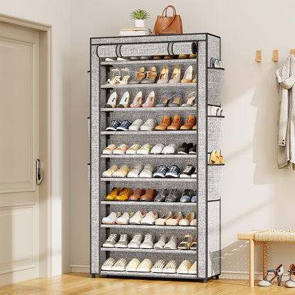 10-Tier Shoe Storage Organizer, Shoe Rack, Shoe Storage Cabinet, Large Capacity 50-56 Pairs Tall Shoe Shelf Free Standing Storage Cabinet Entryway Closet, Dustproof Floor Standing Storage Cabinet with Easy Assembly, for Halloween And Christmas