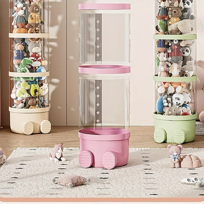 Four-layer Transparent Large-capacity Plastic Storage Bucket, Plush Animal House Design, High-transparency Storage Bucket, Keeps Plush Tidy, Suitable for Dollhouse Bedrooms And Living Room Decor, Perfect Mother's Day Gift
