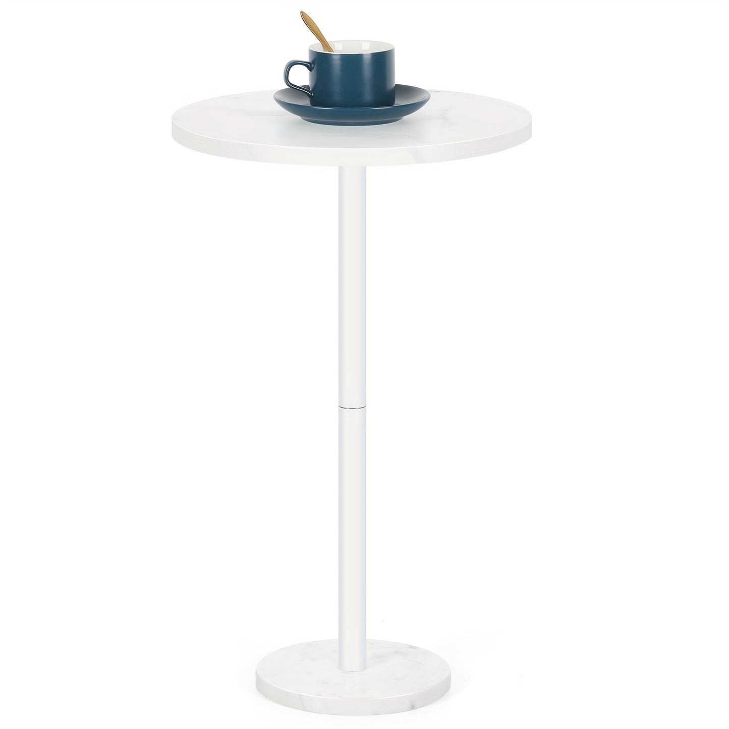 Set Of 1/2 Side Tables Outdoor Round Drink Tables Coffee Roostertail Table with Marble Base Small Pedestal Side Table for Patio Sofa Couch Chair, 1/2 Pack