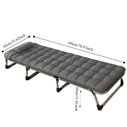 Foldable Bed Frame with Mattress, No Assembly Required, Adjustable Headboard, Folding Guest Bed for Bedroom Small Spaces, Retro Modern Style, Gray