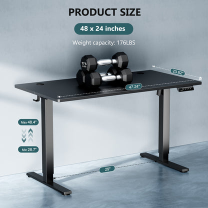 Standing Desk, Adjustable Height Electric Sit-Stand Computer Table, 40×24, 48×24, 55×24, 63×24 Inch Ergonomic Rising Desk for Work, Office, Home, Modern Motorized Lift Gaming Desktop Workstation