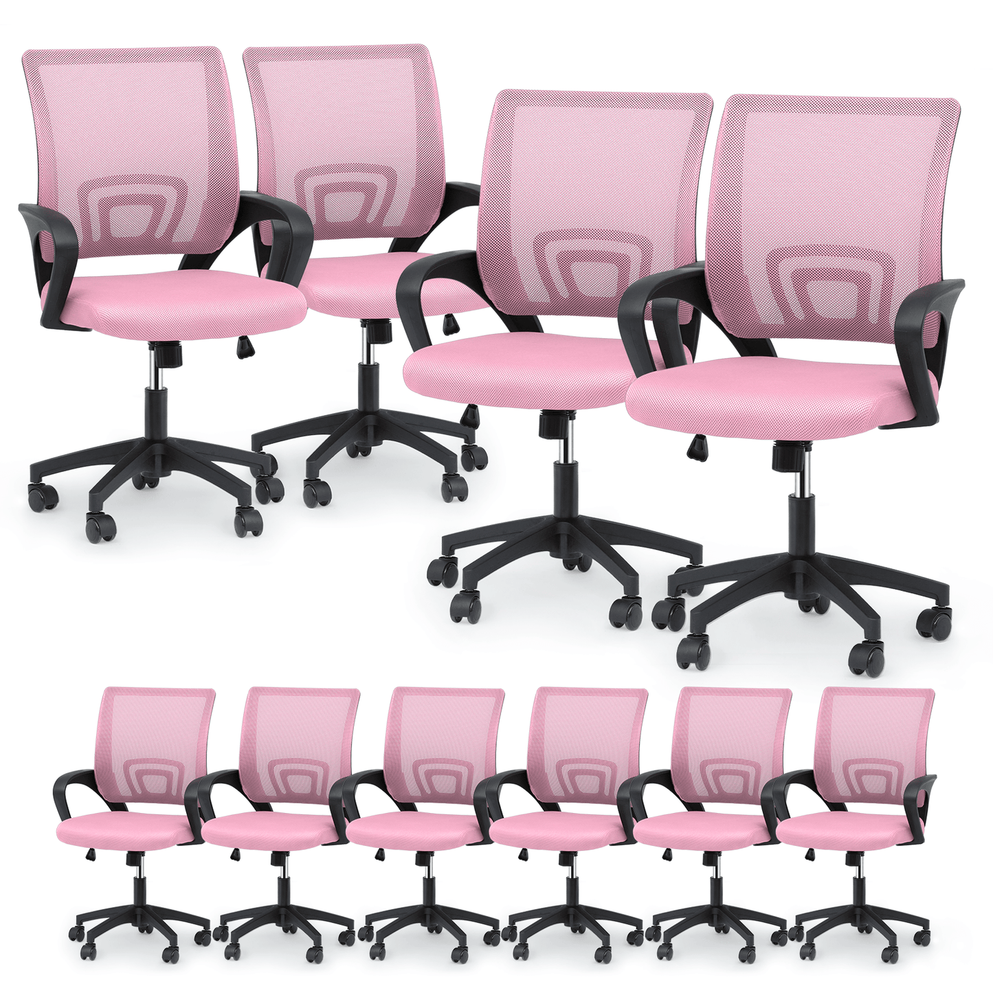 Mesh Office Home Chair, Mid Back Ergonomic Rolling Swivel Chair with Padded Seat and Armrest