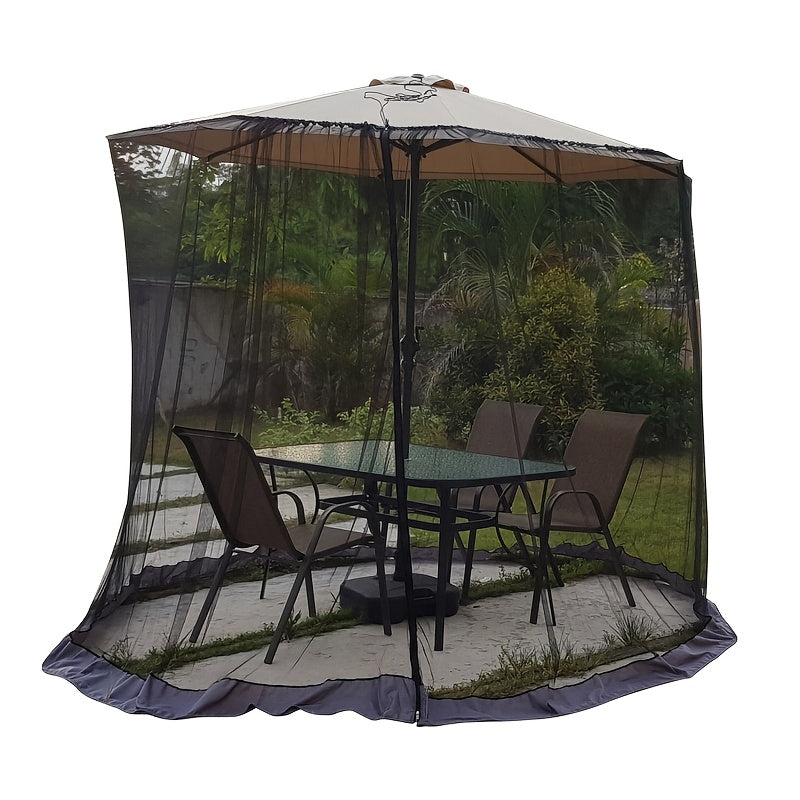 Duty Outdoor Umbrella Mosquito Net - Fit for Roman, Straight Pole, Curved Arm Umbrellas, Zipper Closure, with Zipper Door, Adjustable Height And Diameter, Very Suitable for Outdoor Camping