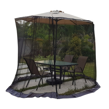 Duty Outdoor Umbrella Mosquito Net - Fit for Roman, Straight Pole, Curved Arm Umbrellas, Zipper Closure, with Zipper Door, Adjustable Height And Diameter, Very Suitable for Outdoor Camping