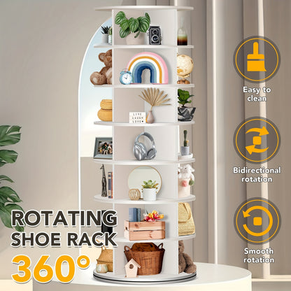 Rotating Shoe Rack Tower, 7 Tier Revolving Shoe Rack, 360° Spinning Shoe Rack for Closet, Vertical Shoe Tower Organizer, Easy to Assemble Closet Organizers And Storage for Handbag, Shoe