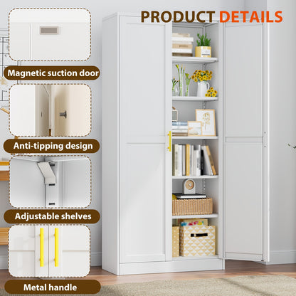 GEITIN 75.2" Metal Storage Pantry Cabinet with Two Doors