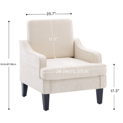 Mid-Century Modern Armchair, Plush Padded Accent Chair With Arms For Living Room Bedroom, Comfortable Lounge Chair For Apartment Waiting Room