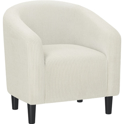 Costoffs Boucle Barrel Accent Chair with Arms, Upholstered Armchair for Living Room, Bedroom, Furniture for Home, Stylish and Comfortable Club Chair for Bedroom, Ivory/Black/Dark Gray/Blue/Yellow