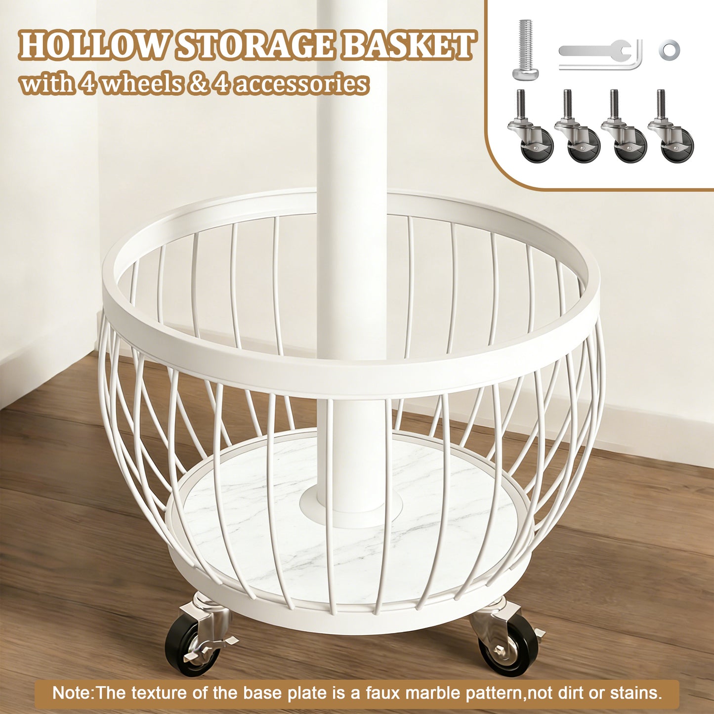 2-in 1 Multipurpose Freestanding Coat Rack with Storage Basket - 6 Hooks and 4 Universal Wheels, Mobile Clothes Hanger, Space-Saving Freestanding Clothes Rack Organizer, for use in Entryway, Living Room, Bedroom, Home, Office, Bathroom for Hats, Coats, Sc