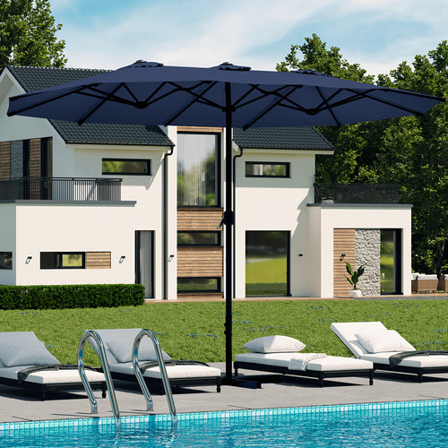 [Double-Sided Patio Umbrella] Yodolla Patio 15x9ft Double-Sided Patio Umbrella Outdoor Market Umbrella Large Umbrella Table Umbrellas With Crank Air Vents For Deck Pool