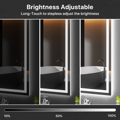 LED Bathroom Mirror 24x36 Inch with Front & Backlight Anti-Fog Dimmable, 3 Color Temperatures Memory Function Shatter-Proof Tempered Glass Vanity Wall Mirror Horizontal Vertical