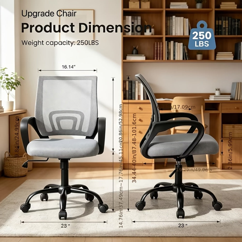 Height Adjustable Office Chair with Lumbar Support Rocking Mode Fixed Armrests Swivel Desk Chair for Home Office Conference Meeting Room, 4 Colors