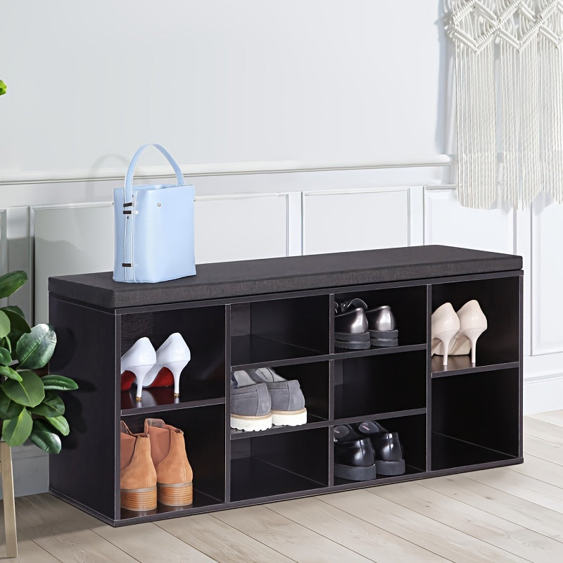 3-Tier Shoe Storage Bench with 10 Adjustable Cubbies - Entryway Organizer for Hallway, Living Room & Bedroom