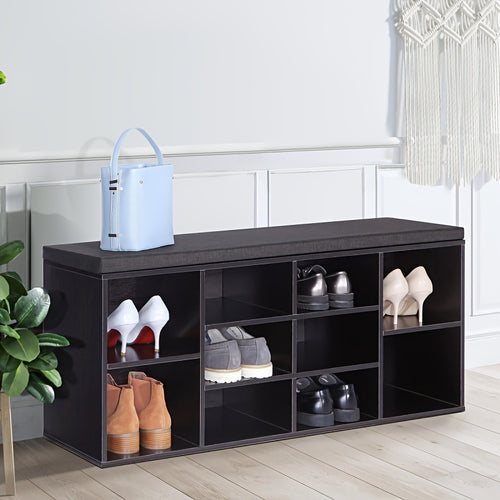 3-Tier Shoe Storage Bench with 10 Adjustable Cubbies - Entryway Organizer for Hallway, Living Room & Bedroom