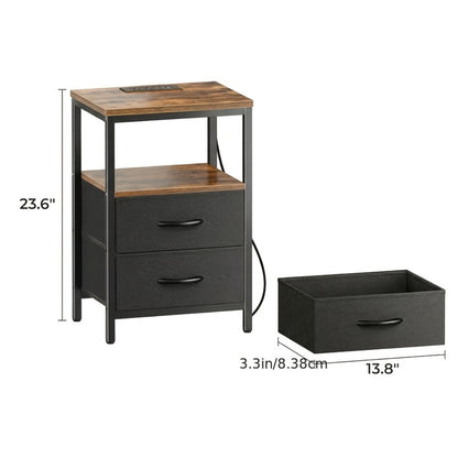 Floating Nightstand with USB & Type-C Quick Charge | 2 Adjustable Drawers, Built-In Socket, Space-Saving Bedside Table for Modern Bedroom – 1pc or 2pc Set, 4 Colors